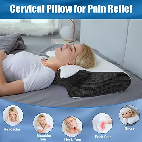 Almofadas de pescoço de espuma de memória homca para dormir, travesseiro cervical para alívio da dor no