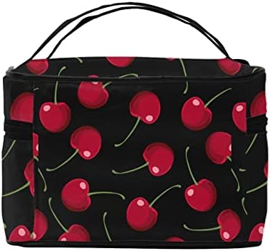 Organizador de bolsas cosméticas Red Cherry Fruit Travel Makeup Case de higiene pessoal com alça