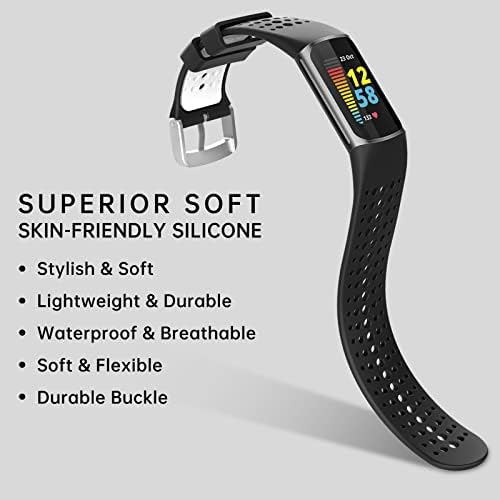 Banda Szbami Compatível com Fitbit Charge 5 Bandas para mulheres e homens, pulseiras de substituição