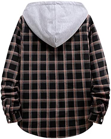 Meyymia Men Moda Camisas xadrezas Capuzes Capacos de batida leve de manga comprida Button Down camiseta Casual