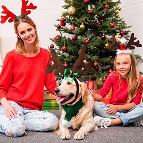 6 PCs Conjunto de figurinos de cães de Natal, 3 bandanas de chapéu de rena de cães de cães de cães e lenços