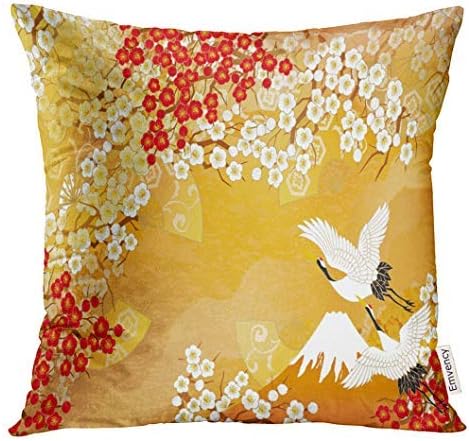 Capa de travesseiro de vanmi japonês belo quimono de ilustrações Japão Japão Crane Crane Decorativo Caso Decoração