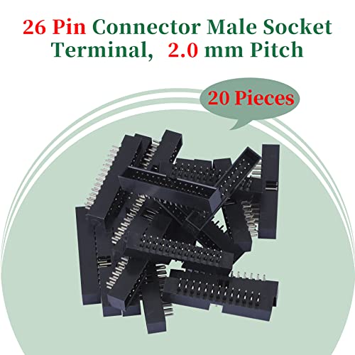 Pzsmocn 20 peças IDC 2 * 13 Linha dupla 26 pinos Conector de cabeçalho do cabeçalho Terminal de soquete