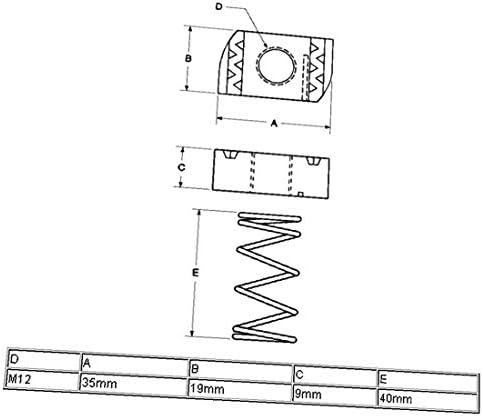 X-Dree 5pcs M12 304 Nozes de canal de mola longa de aço inoxidável para linhas unistrutas (Tuercas