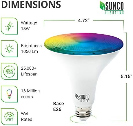 SUNCO PAR38 ALEXA Compatível Smart LED lâmpadas, Luz de inundação ao ar livre que muda de cor, 13W, RGB Tuneable
