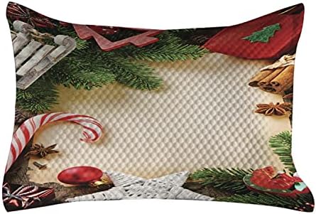 Ambesonne Christmas acolchoado Caso de travesseiros, variedade de ornamentos canela canela estelar anis canela