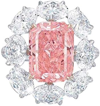 Anéis jóias anéis fofos conjunto requintado rosa diamante geométrico oval oval anel de ovo de jóias do presente
