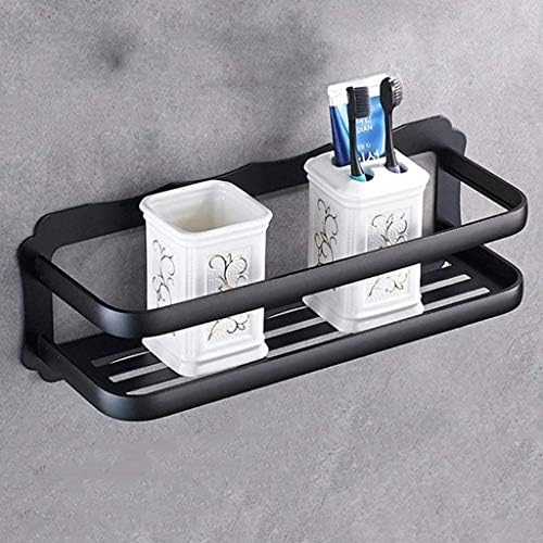 XJJZS Conjunto de prateleiras de banheiro preto multiuso: economia de espaço, à prova de ferrugem e prateleiras