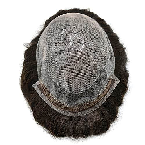 Masculino Toupee French Lace Frente Front Bleached Knots Natural Hairle N · Y · P Poly Skin
