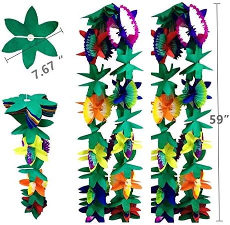 2 PCs Garlandes de flores de papel tropical para decorações de festa havaianas de luau de 9 pés de