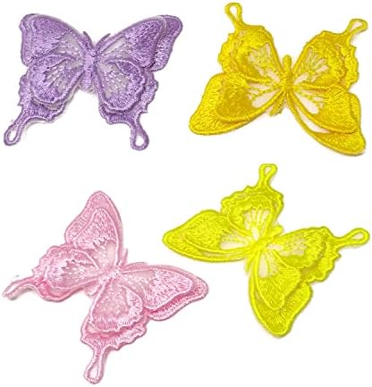 Honbay 13pcs Lace Butterfly Bordeted Patches Double Camadas Costura Butterfly On Patches Insetos