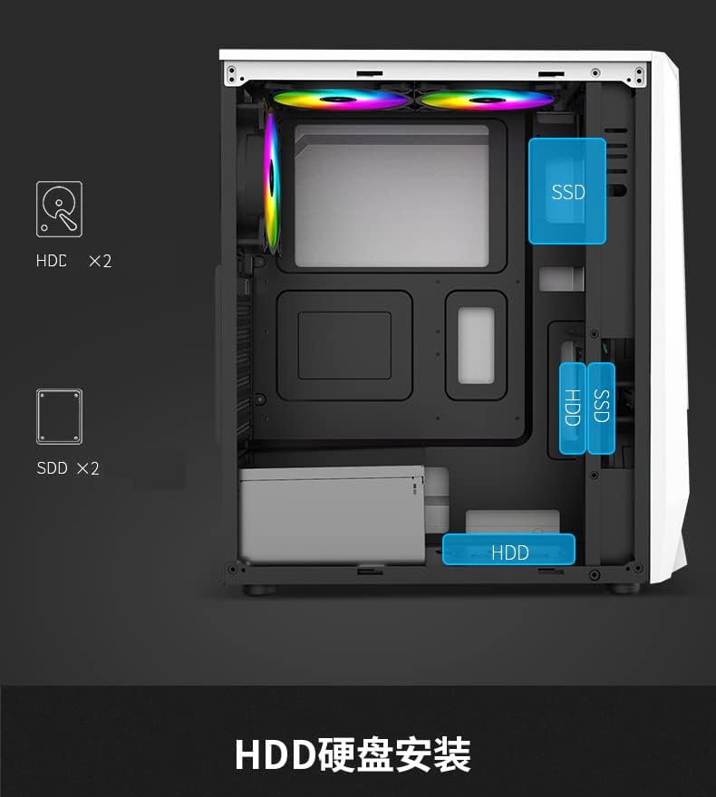 Destruidor ATX Mid Tower Desktop PC Gaming RGB Case de computador com 5pcs 120mm Argb Fãs abrindo
