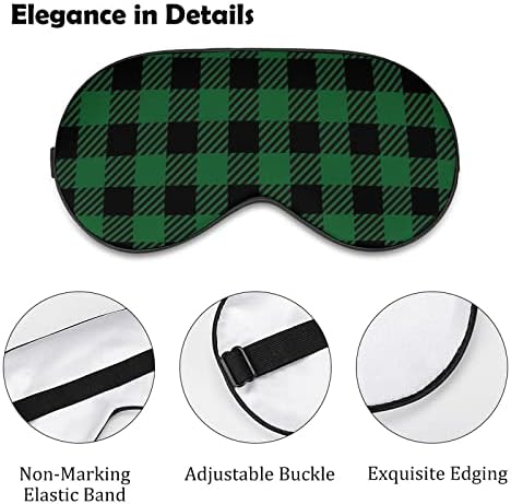Green preto preto búfalo xadrez de máscara de olho para os olhos com cinta ajustável para a venda