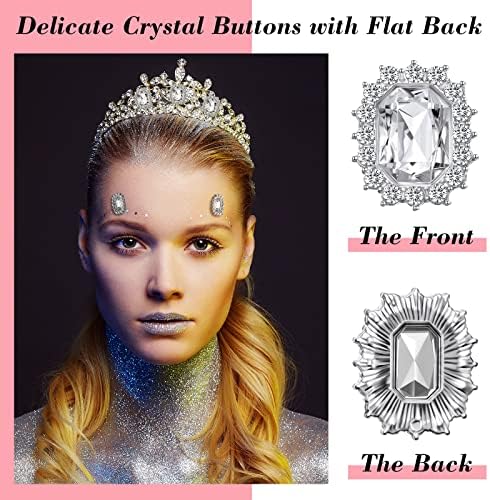 Botões Crowye 100 PCs Stromestone Embelezes Botões de contas planas com Diamond Sliver Crystal Decoration
