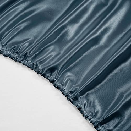 Hommxjf 5pcs Deep mar lençóis de cetim azul de mar lençóis king size lençóis sedosos de luxo respirável com 1