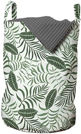 Bolsa de lavanderia tropical de Ambesonne, folhas de palmeira de banana da selva e folhas exóticas