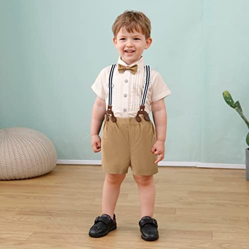 Yuemion Baby menino roupas de roupas, criança de verão camisa curta formal+bolsa