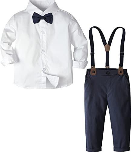 A&J Design Baby Girls Gentleman Roupet Set, 3pcs Terne Shirt & Suspender & Pants