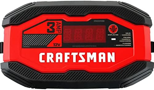Craftsman CMXCESM260 3A 12V carregador de bateria totalmente automático e mantenedor, vermelho