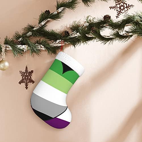 QG ZZX Christmas meias com manguito de pelúcia super macio branco bandeira aromântica de natal aromântico meias
