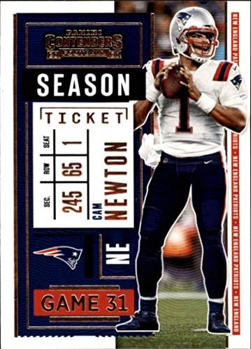 2020 Condigadores NFL Ticket 41 CAM Newton New England Patriots Cartão de negociação de futebol