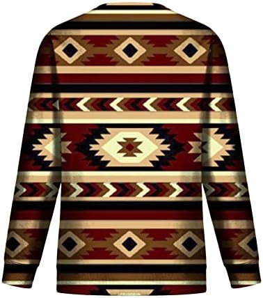 Mulheres Western asteca Aztec Camisa étnica Vintage Geométrico Gráfico Gráfico Gráfico Crewneck