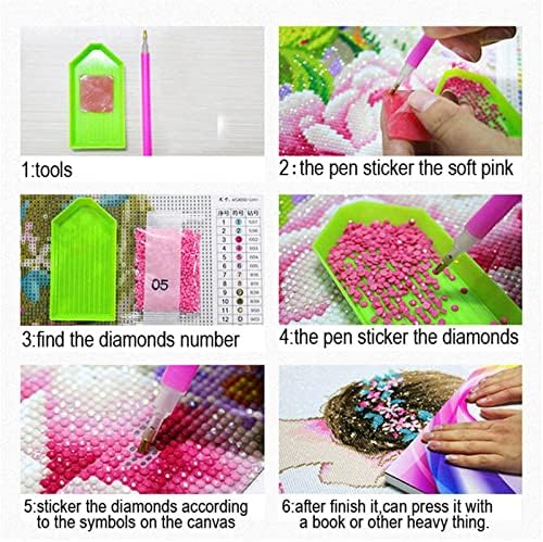 Pintura de diamante grande lótus rosa por kits de números, DIY 5D Diamond Diamond Redond Round Stitch Crystit