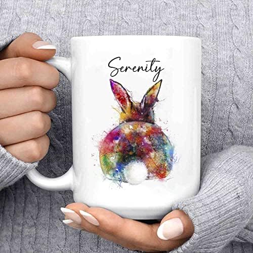Caneca de café cerâmica de coelho colorido