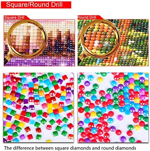 5D Kits de pintura de diamante, arte de diamante para adultos para crianças iniciantes, DIY Round/Square Drill