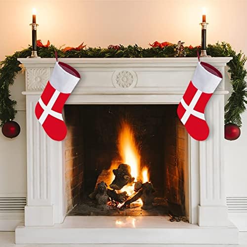 Dinamarca bandeira de meias de férias de Natal vermelho decorações de casa para lareira de árvore de Natal Meias