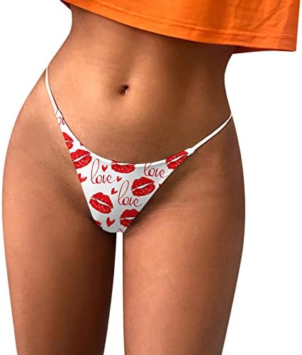 IIUS Valentines Sexy calcinha de calcinha feminina Lips Print T-Back Subwear