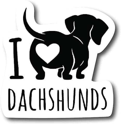 Pacote de 2 eu amo meu dachshund - adesivos de cão de cães fofos Decal