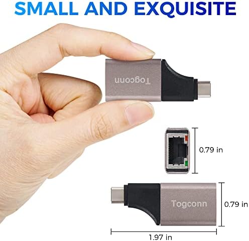 Togconn USB C para Ethernet Adaptador 3 pacote, portátil USB C a RJ45 Adaptador de rede Ethernet LAN