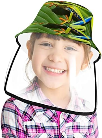 Chapéu de proteção para adultos com escudo facial, chapéu de pescador anti -sun tap, animal de sapo verde