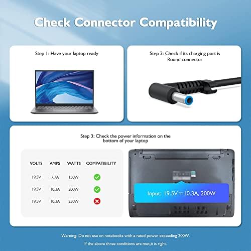 Adaptador CA 200W para HP ZBook 17 G5 e HP Laptop 15-DC0000 Series-Compatível com TPN-DA10, L00818-850,