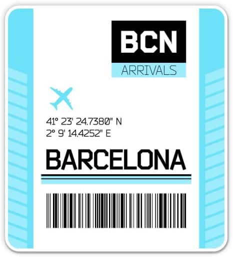 Squiddy Barcelona El Prat Código do aeroporto BCN Tag de bagagem de viagem - adesivo de vinil Decalque