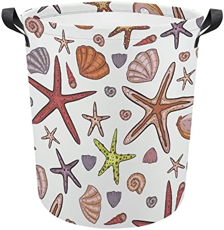 Estrelas e conchas cestas dobráveis ​​cestas de lavanderia Saco de armazenamento à prova d'água