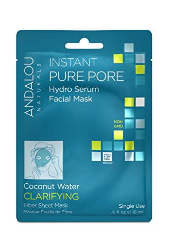 Andalou Naturals Instant Instant Pure Pore Hydro Serum Máscara Facial, Coco, 0,6 fl oz