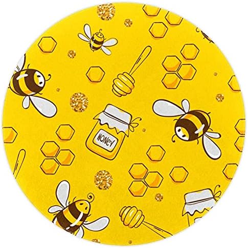 Llnsupply Kids Rug 5 pés grandes tapetes de área redonda para meninos meninos bebê - abelha