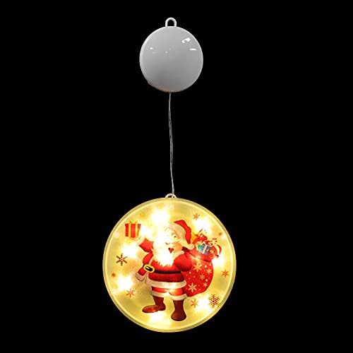Kesyoo 1PC Christmas LED LIGHT LIGHT ROUNT ROUND Janela de Natal pendurada Luz para decoração de natal
