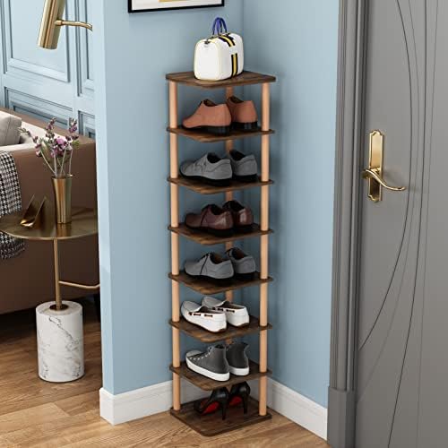 Lucknock 8 camadas rack de sapatos verticais, organizador de sapatos estreitos, suporte elegante de armazenamento
