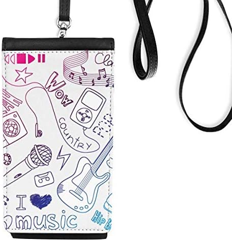 Padrão musical de combinação de fone de ouvido ilustrar bolsa de carteira de telefone pendurada bolsa