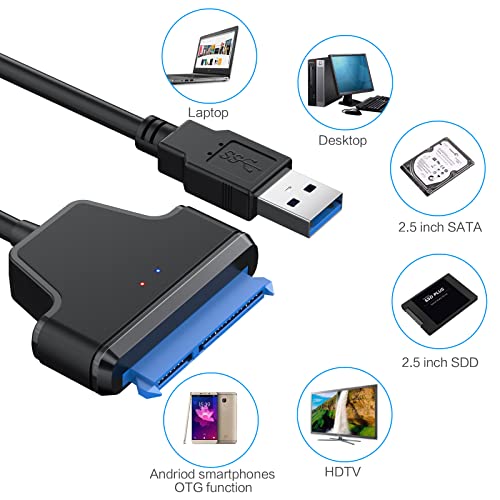 Deligando o cabo SATA para USB, USB 3.0 para SATA III Adaptador de driver duro compatível com HDD e SSD de