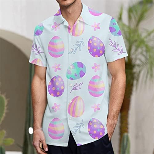 Camisas de Páscoa para homens Ovos de Páscoa engraçados Bunny Carrot Button Impresso Camisas Havaianas