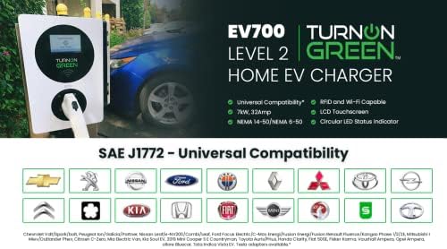 TurnOngreen EV700 Nível 2 Certificado por estrela de energia, veículo elétrico elegível/plugue no carregador