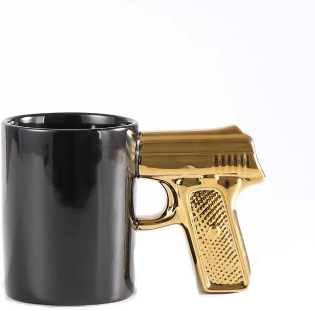 YF-ANEN Black Gold-Pistol Cup, canecas de cerâmica, canecas de café, caneca