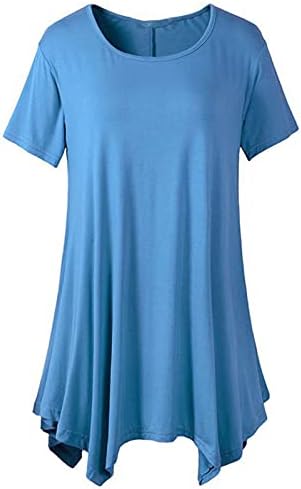 Camiseta azul clara meninas adolescentes outono de verão de manga curta 2023 Crewneck de barcos de gola cotocolina