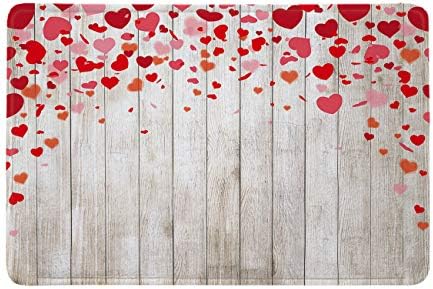 LB do dia dos namorados, tapete de banheiro romântico cor de amor rosa rosa corações voando em madeira de
