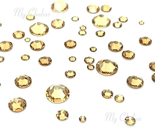 Light Colorado Topaz Brown Gold 144 PCs Swarovski 2058/2088 Crystal Flatbacks Arte de unhas amarelas misturadas