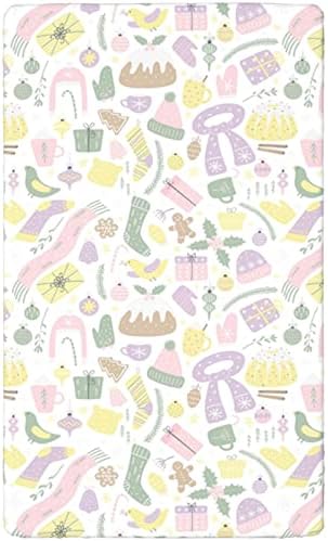Pastel com tema de mini lençóis de berço, lençóis de berço portáteis lençóis macios e respiráveis ​​lençóis